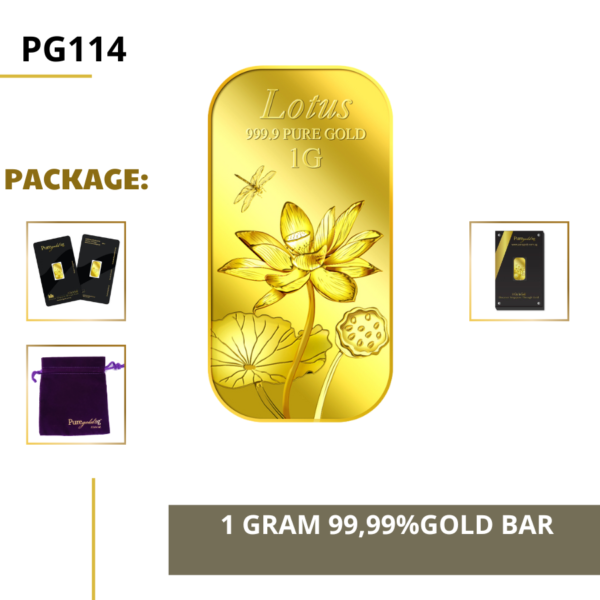 Puregold 1g Lotus gold bar 99.99
