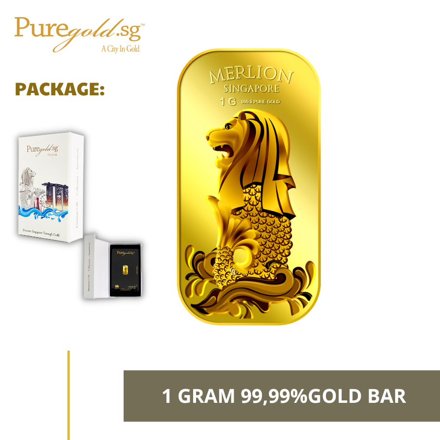 Puregold 1g Singapore Merlion Sea gold bar 99.99