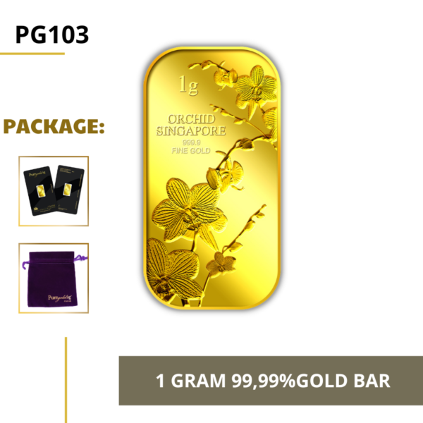 Puregold 1g Orchid Singapore (Series 1) gold bar 99.99