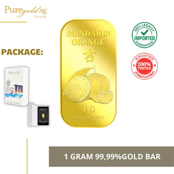 Puregold 1g Mandarin Orange gold bar 99.99